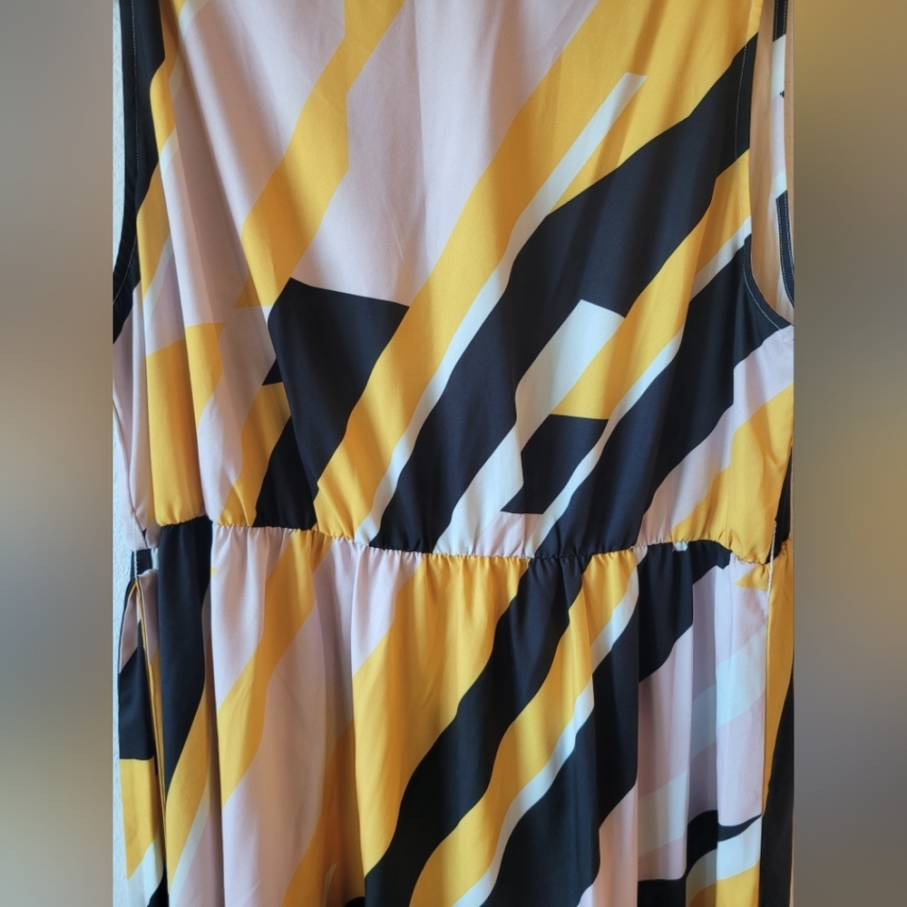 SHEIN Yellow, Black & Cream Striped Sleeveless Maxi Dress - Picture 3 of 5